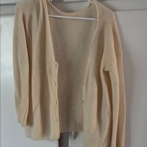 Sezane Cream Open-Front Cardigan